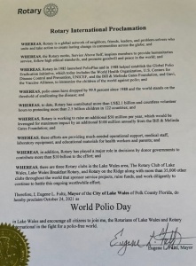 Polio Day Proclamation in Lake Wales